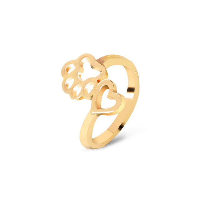 Dog / Cat Paw Footprint and Heart Rings, Your choice of Gold or Silver - I'LL TAKE THIS