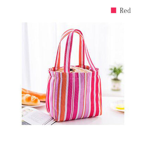 Image of Stripe Pattern Lunch Bags Insulated Cold Canvas Drawstring Picnic Carry Case Thermal Lunch Bag - I'LL TAKE THIS