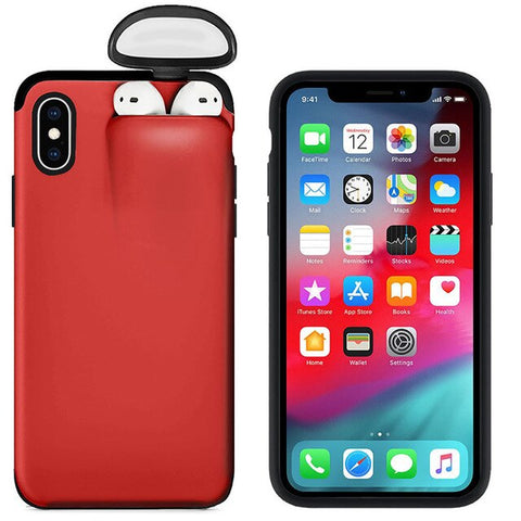 Image of Apple iPhone Protective Case with AirPod Capsule - iPhone 11 Pro Max XR XS Max 6 6s 7 8 Plus