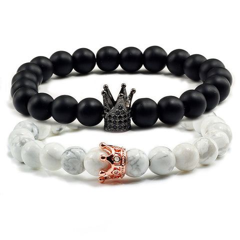 Image of Lovers Imperial Crown Bracelets 10 Varied set of 2 Natural Lava Stone colored combinations Bracelets - I'LL TAKE THIS