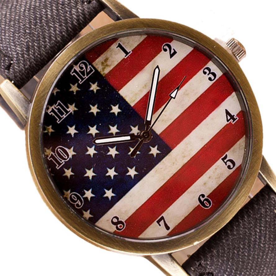 ⌚ American Flag Retro Quartz Watches Unisex Vintage Leather Band - I'LL TAKE THIS