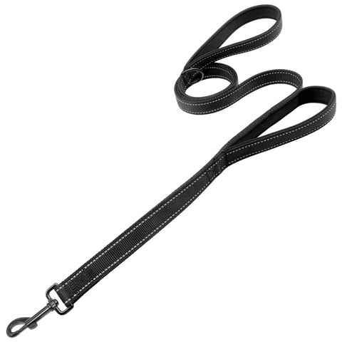 Image of Dog Leash 56"/142cm  - 2 Handles Black Nylon Padded Double Handle Leash - I'LL TAKE THIS