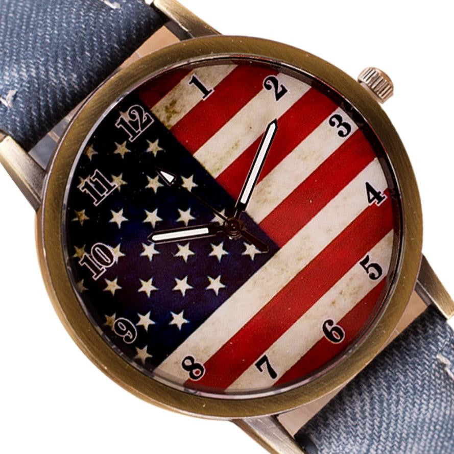 ⌚ American Flag Retro Quartz Watches Unisex Vintage Leather Band - I'LL TAKE THIS