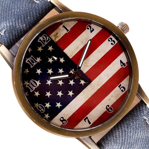 Image of ⌚ American Flag Retro Quartz Watches Unisex Vintage Leather Band - I'LL TAKE THIS