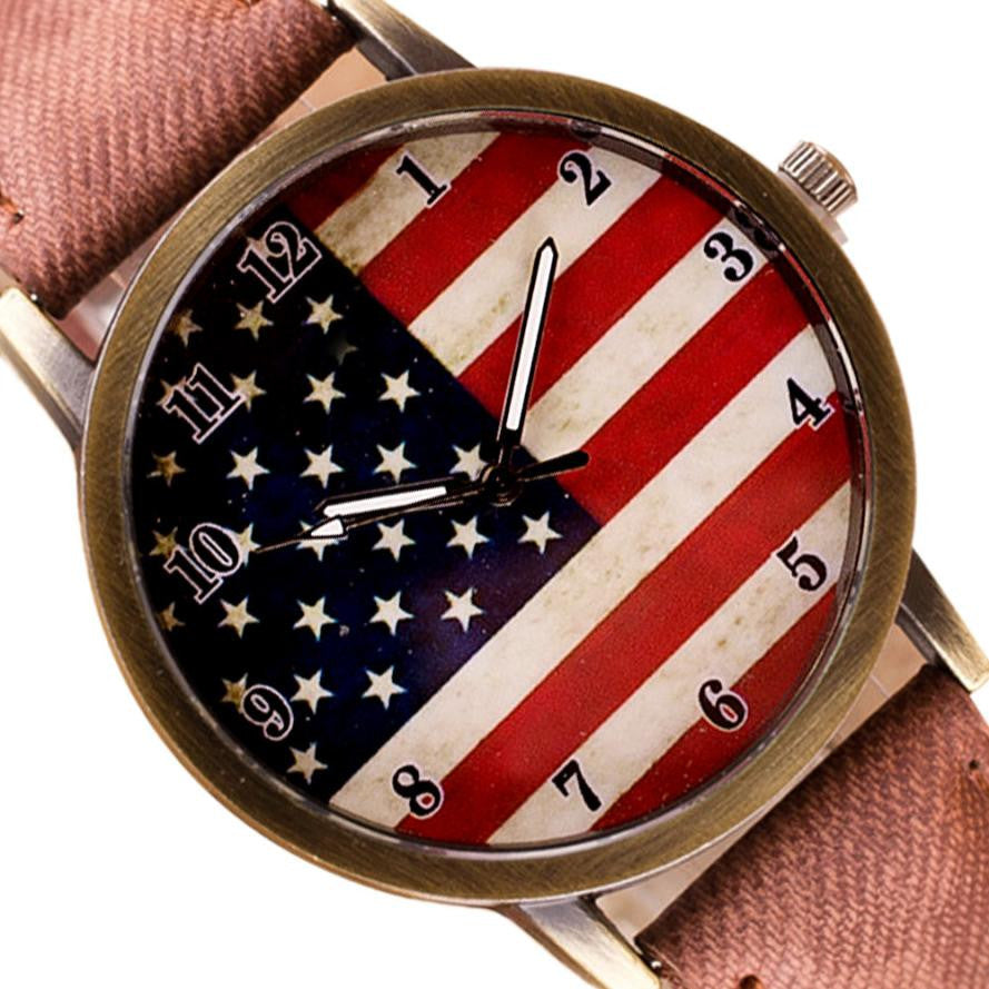 ⌚ American Flag Retro Quartz Watches Unisex Vintage Leather Band - I'LL TAKE THIS