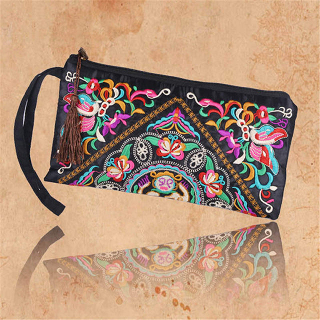 Handmade Boho Chic Clutch Handbag/Purse Women Retro Boho Ethnic Embroidered Wristlet Clutch Bag - I'LL TAKE THIS