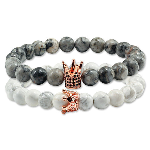 Image of Lovers Imperial Crown Bracelets 10 Varied set of 2 Natural Lava Stone colored combinations Bracelets - I'LL TAKE THIS