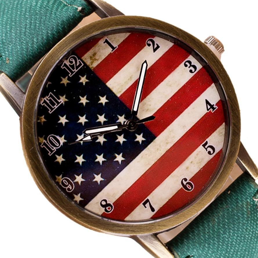 ⌚ American Flag Retro Quartz Watches Unisex Vintage Leather Band - I'LL TAKE THIS