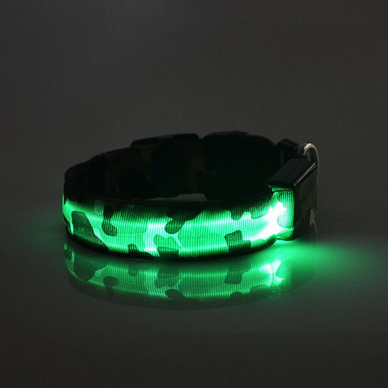 LED Light-up Dog Collars Camouflage Print -  Flashing or Glow In The Dark LED Nylon Pet Collar - I'LL TAKE THIS