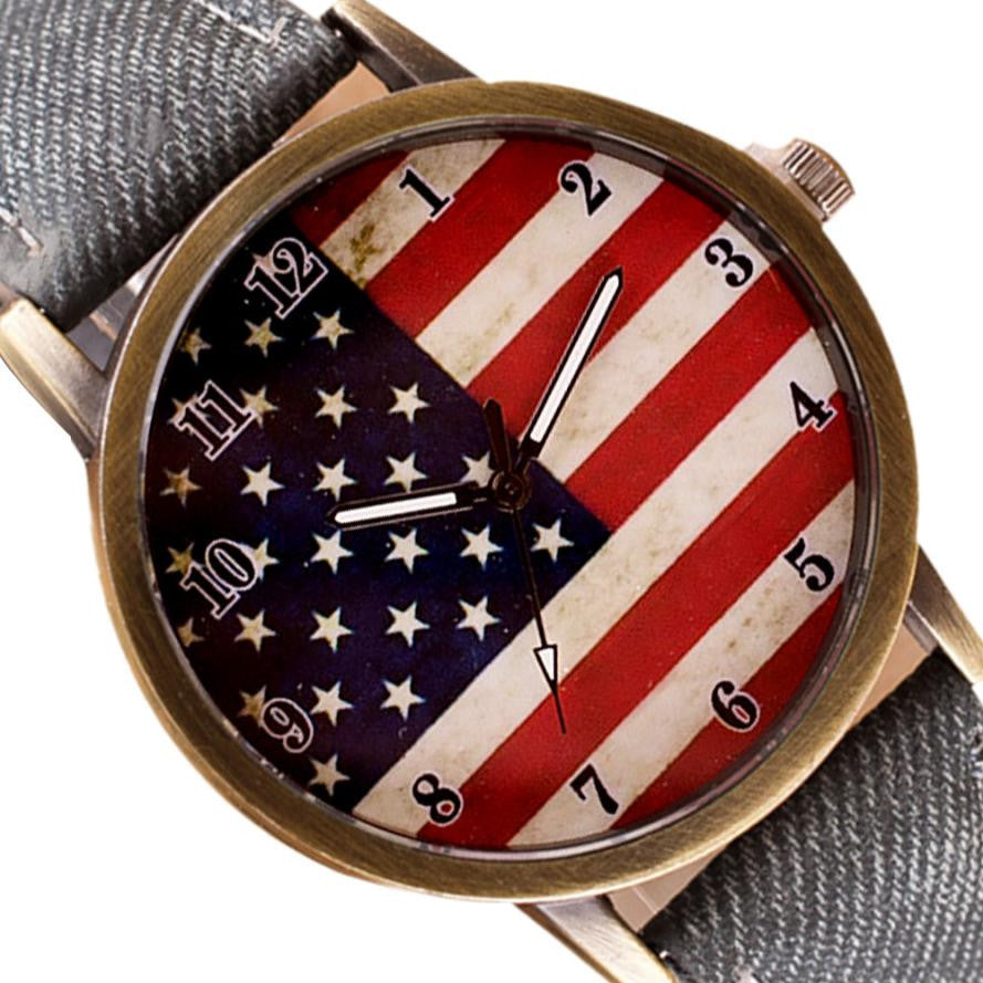 ⌚ American Flag Retro Quartz Watches Unisex Vintage Leather Band - I'LL TAKE THIS