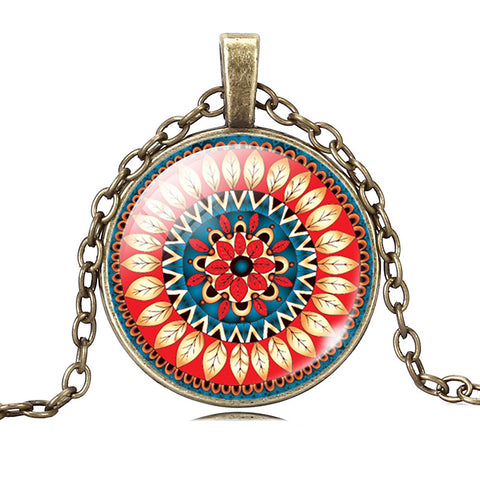 Image of Vintage Silver or Bronze Plated Symbol Buddhism Zen Mandala Flower Pendant + FREE Necklace - I'LL TAKE THIS
