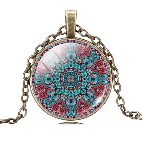 Image of Vintage Silver or Bronze Plated Symbol Buddhism Zen Mandala Flower Pendant + FREE Necklace - I'LL TAKE THIS