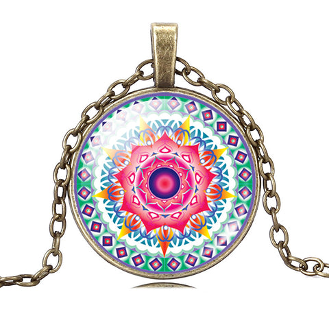 Image of Vintage Silver or Bronze Plated Symbol Buddhism Zen Mandala Flower Pendant + FREE Necklace - I'LL TAKE THIS
