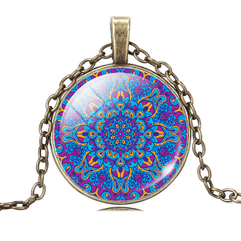 Image of Vintage Silver or Bronze Plated Symbol Buddhism Zen Mandala Flower Pendant + FREE Necklace - I'LL TAKE THIS