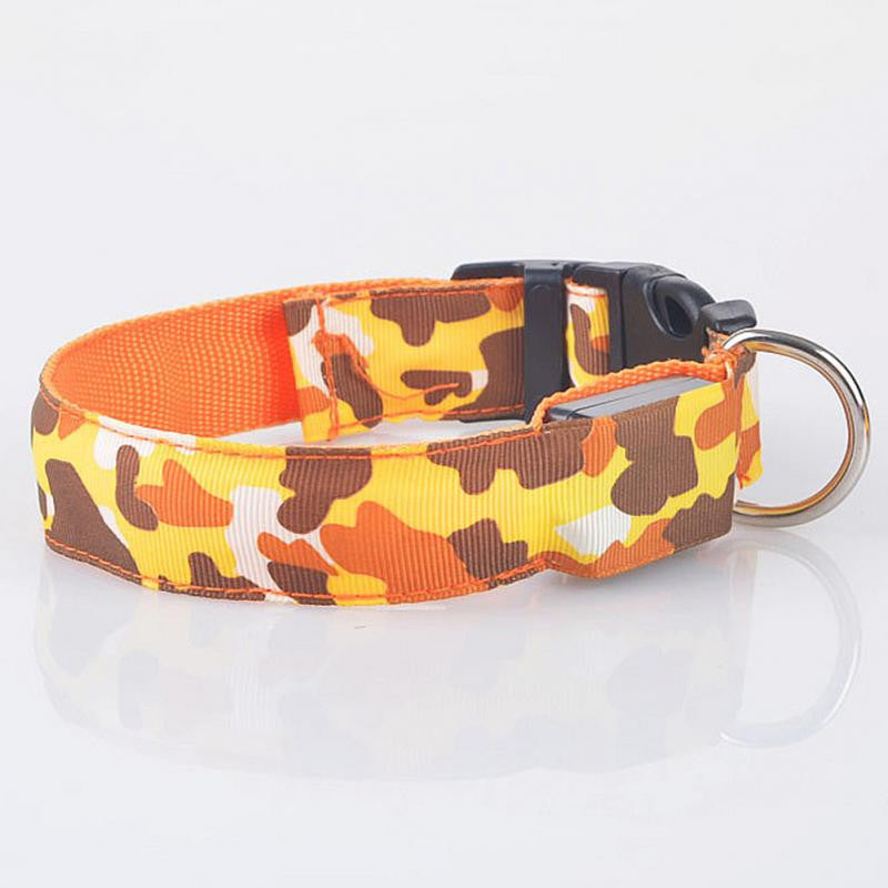 LED Light-up Dog Collars Camouflage Print -  Flashing or Glow In The Dark LED Nylon Pet Collar - I'LL TAKE THIS