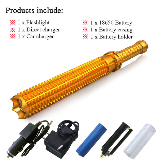 Baton Flashlight Self Defense powerful LED Telescoping cree xml t6 torch tactical flashlight, 18650 rechargeable - I'LL TAKE THIS