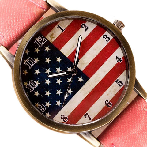 Image of ⌚ American Flag Retro Quartz Watches Unisex Vintage Leather Band - I'LL TAKE THIS