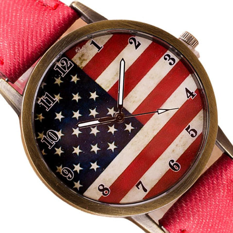 Image of ⌚ American Flag Retro Quartz Watches Unisex Vintage Leather Band - I'LL TAKE THIS