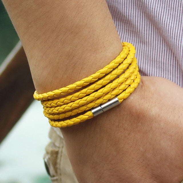 Vegan Leather Bracelet - 5 Laps , Unisex Bracelet, Choose from 10 Color options - I'LL TAKE THIS