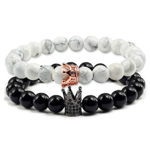 Image of Lovers Imperial Crown Bracelets 10 Varied set of 2 Natural Lava Stone colored combinations Bracelets - I'LL TAKE THIS