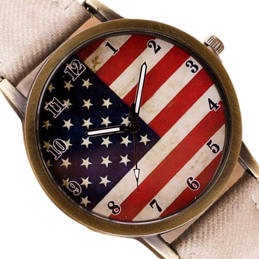 ⌚ American Flag Retro Quartz Watches Unisex Vintage Leather Band - I'LL TAKE THIS