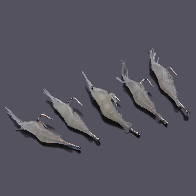 Fishing Lure 5 Pack - Fishing Lure Soft Luminous Shrimp/Prawn Fishing Tackle Soft Bait With One Single Hook - I'LL TAKE THIS