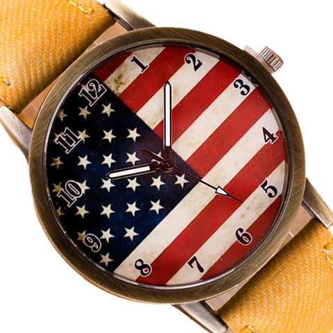 Image of ⌚ American Flag Retro Quartz Watches Unisex Vintage Leather Band - I'LL TAKE THIS