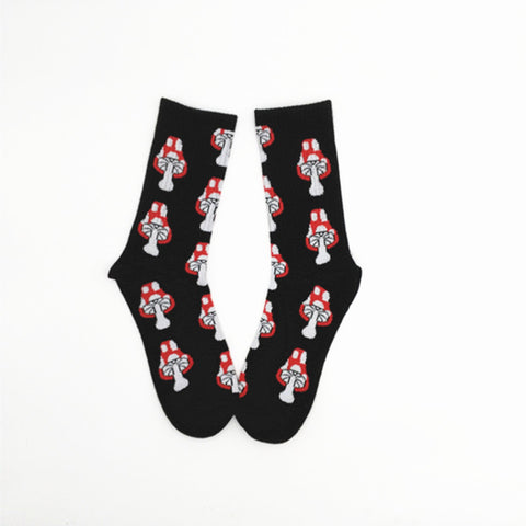 Image of Cute Long Crew Sock Of Red Lip Kiss Pattern For Men or Women in Black or White Sox color - I'LL TAKE THIS