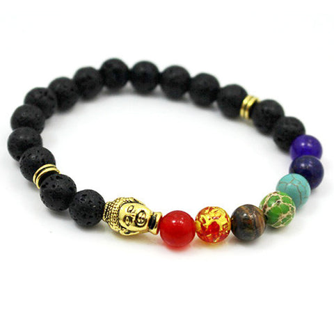 Image of 7 Chakra Bracelet Black Lava Healing Balance Beads Reiki Buddha Prayer Natural Stone Yoga Bracelets - I'LL TAKE THIS