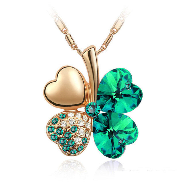 Crystal four Leaf Clover heart rhinestones necklace pendant jewelry - I'LL TAKE THIS
