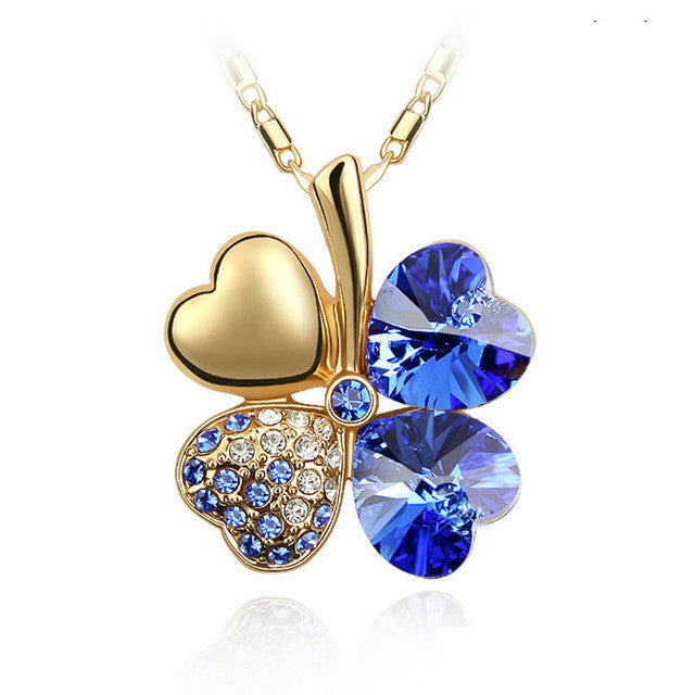 Crystal four Leaf Clover heart rhinestones necklace pendant jewelry - I'LL TAKE THIS