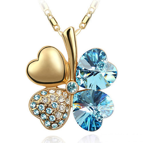 Crystal four Leaf Clover heart rhinestones necklace pendant jewelry - I'LL TAKE THIS