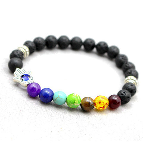 Image of 7 Chakra Bracelet Black Lava Healing Balance Beads Reiki Buddha Prayer Natural Stone Yoga Bracelets - I'LL TAKE THIS