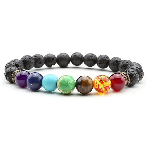 Image of 7 Chakra Bracelet Black Lava Healing Balance Beads Reiki Buddha Prayer Natural Stone Yoga Bracelets - I'LL TAKE THIS