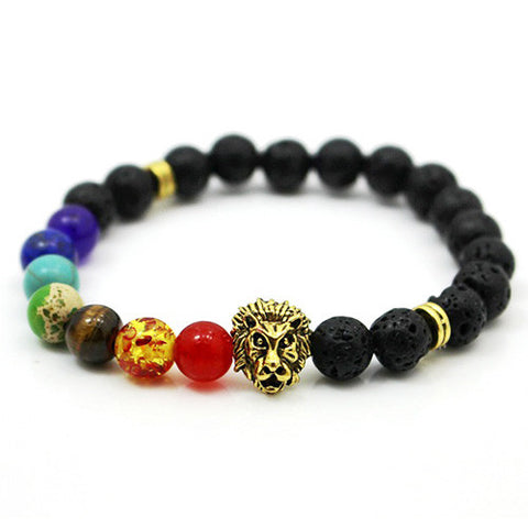 Image of 7 Chakra Bracelet Black Lava Healing Balance Beads Reiki Buddha Prayer Natural Stone Yoga Bracelets - I'LL TAKE THIS