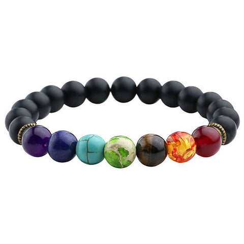 Image of 7 Chakra Bracelet Black Lava Healing Balance Beads Reiki Buddha Prayer Natural Stone Yoga Bracelets - I'LL TAKE THIS