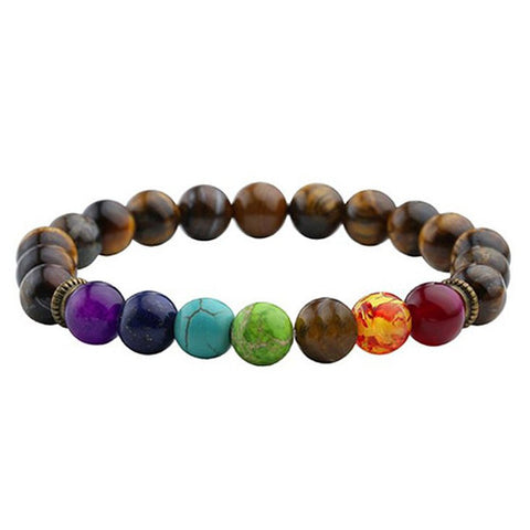 Image of 7 Chakra Bracelet Black Lava Healing Balance Beads Reiki Buddha Prayer Natural Stone Yoga Bracelets - I'LL TAKE THIS