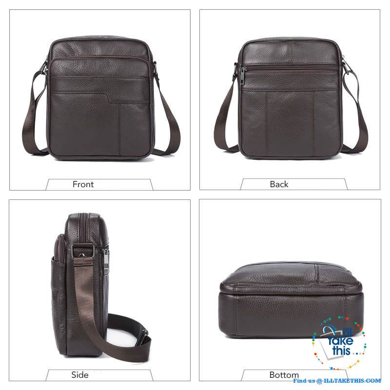 Cowhide leather Manbag/Messenger Bag ideal Shoulder bag to pack your Tech Gear - Black or Brown - I'LL TAKE THIS