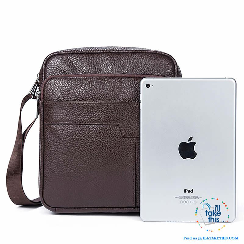 Cowhide leather Manbag/Messenger Bag ideal Shoulder bag to pack your Tech Gear - Black or Brown - I'LL TAKE THIS