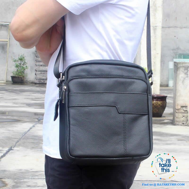 Cowhide leather Manbag/Messenger Bag ideal Shoulder bag to pack your Tech Gear - Black or Brown - I'LL TAKE THIS