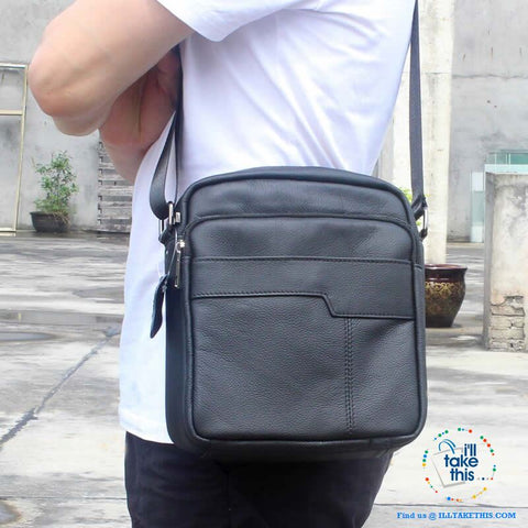Image of Cowhide leather Manbag/Messenger Bag ideal Shoulder bag to pack your Tech Gear - Black or Brown - I'LL TAKE THIS