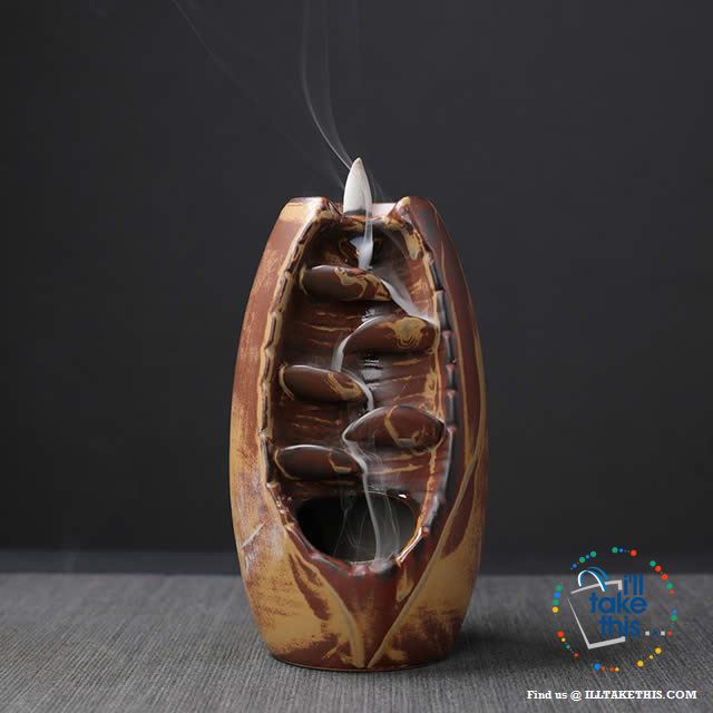 Ceramic Aromatherapy Waterfall Incense Burner - 4 Color Options - I'LL TAKE THIS