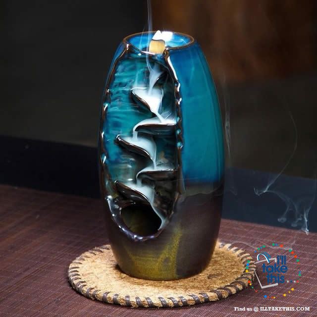 Ceramic Aromatherapy Waterfall Incense Burner - 4 Color Options - I'LL TAKE THIS