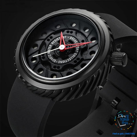 Image of Waterproof Mens Wristwatches, Rubber Strap, 43mm/1.69' Watch face finished in Black or Silver - I'LL TAKE THIS