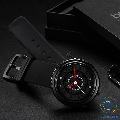 Image of Waterproof Mens Wristwatches, Rubber Strap, 43mm/1.69' Watch face finished in Black or Silver - I'LL TAKE THIS