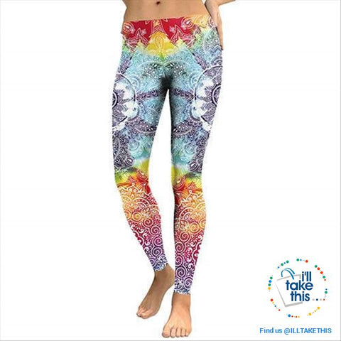 Image of Series of 7 Slender fitting Mandala/Lotus Flower Leggings Mandala Digital Print - I'LL TAKE THIS