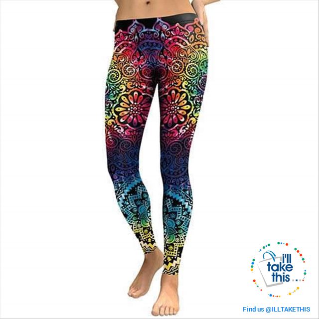 Series of 7 Slender fitting Mandala/Lotus Flower Leggings Mandala Digital Print - I'LL TAKE THIS