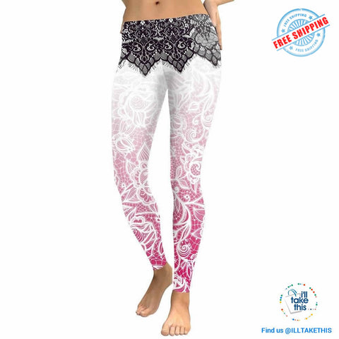 Image of Series of 7 Slender fitting Mandala/Lotus Flower Leggings Mandala Digital Print - I'LL TAKE THIS