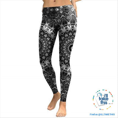 Image of Series of 7 Slender fitting Mandala/Lotus Flower Leggings Mandala Digital Print - I'LL TAKE THIS