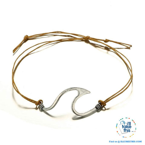 Image of 🌊Women's Gypsy/Boho Big Wave Bracelet with Adjustable brown rope - I'LL TAKE THIS